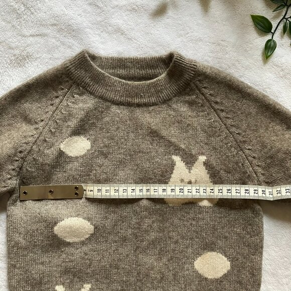 Soft Fuzzy Bunny Sweater | Approx. 2-3T | Neutral Taupe Knit | Cozy Pullover - Picture 10 of 16